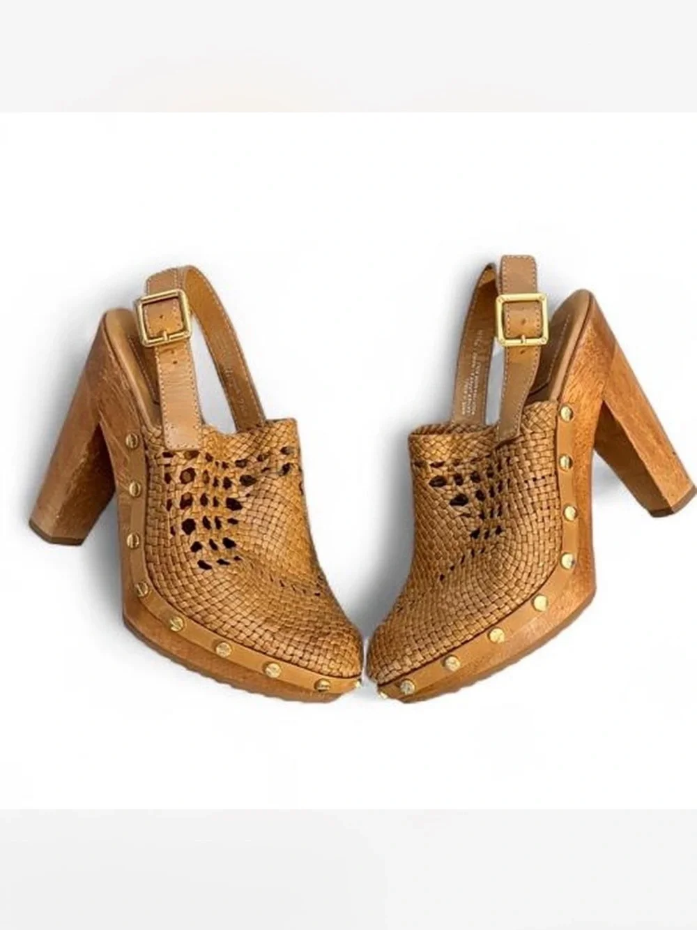 Tory Burch Women’s Woven Leather Platform Clog - Tan IOB